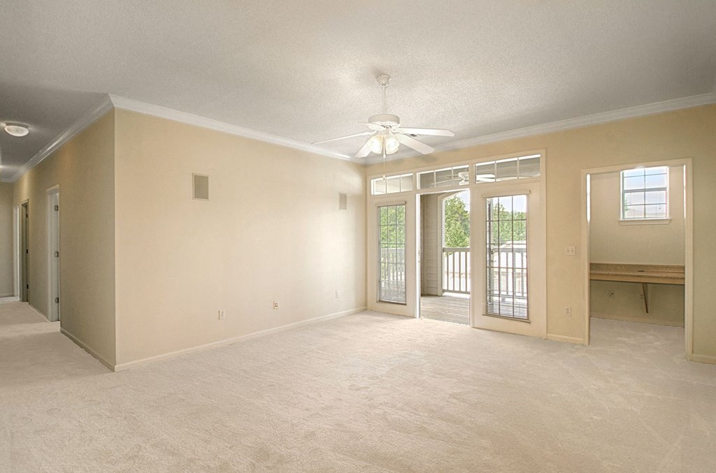 living room with fan