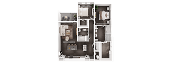 a 3d floor plan of a bedroom with a bathroom