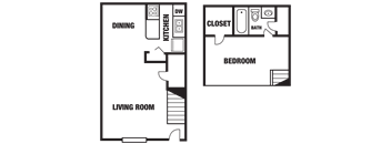 a floor plan of a living room and a bedroom