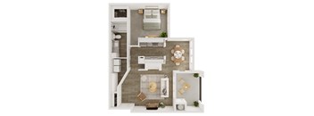 a floor plan of a bedroom with a living room and a dining room