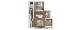 a floor plan of a 1 bedroom with a bathroom and a living room
