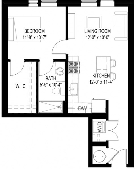 the floor plan of a small house with a bathroom and a living room