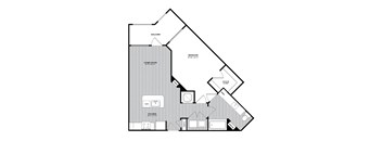 A1 1 Bed 1 Bath 719 Sq. Ft. Floor Plan at The Parker at Maitland Station Maitland, 32751