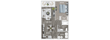 a floor plan of a living room with a bedroom and a dining room