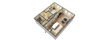 a floor plan of a house with a bedroom and a living room