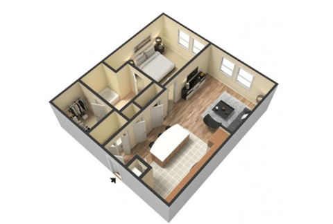 a floor plan of a house with a bedroom and a living room
