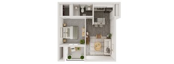 a stylized floor plan of a 1 bedroom192 sq ft apartment