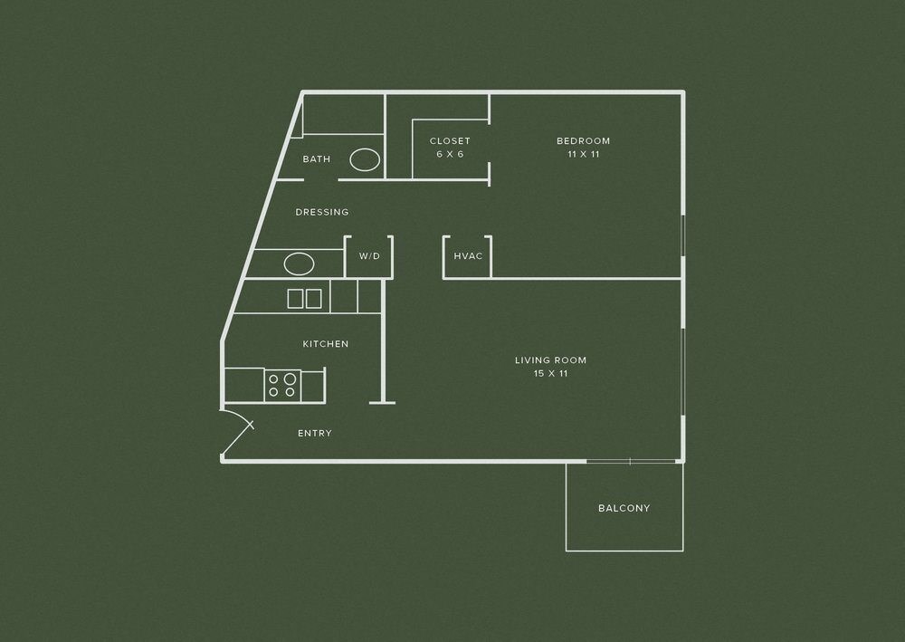 a floor plan of a small apartment with a bedroom and a living room