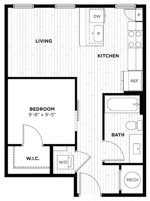 a floor plan of a small house with a kitchen and a living room