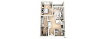 a floor plan of a bedroom with a bathroom and a living room