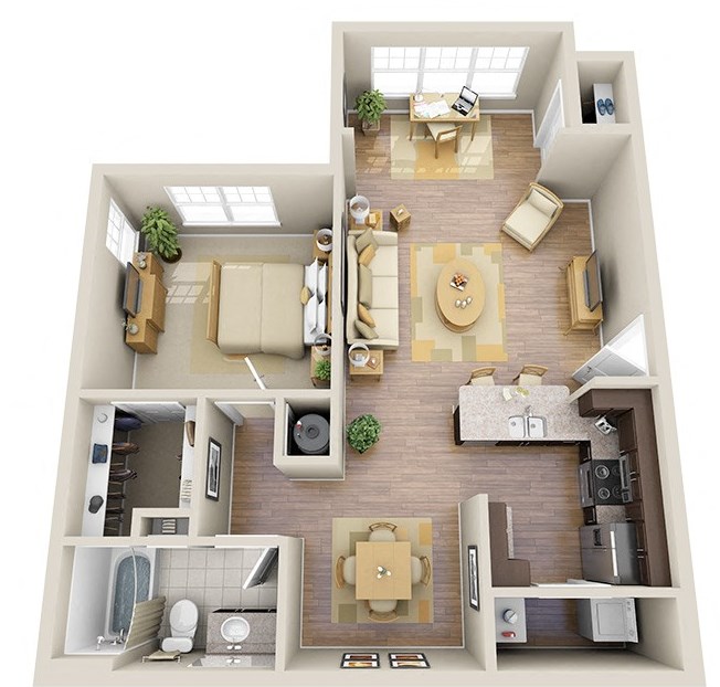 one bedroom one bath.