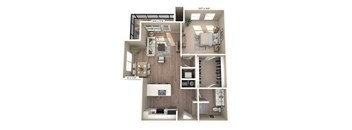 a floor plan of a 1 bedroom unit with a bathroom and a living room