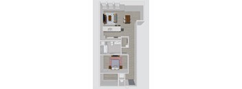 a floor plan of a house with a bedroom and a living room