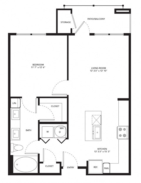 a floor plan of a 1 bedroom floor plan