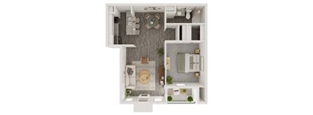 a floor plan of a bedroom with a bathroom and a living room