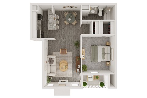 a floor plan of a bedroom with a bathroom and a living room