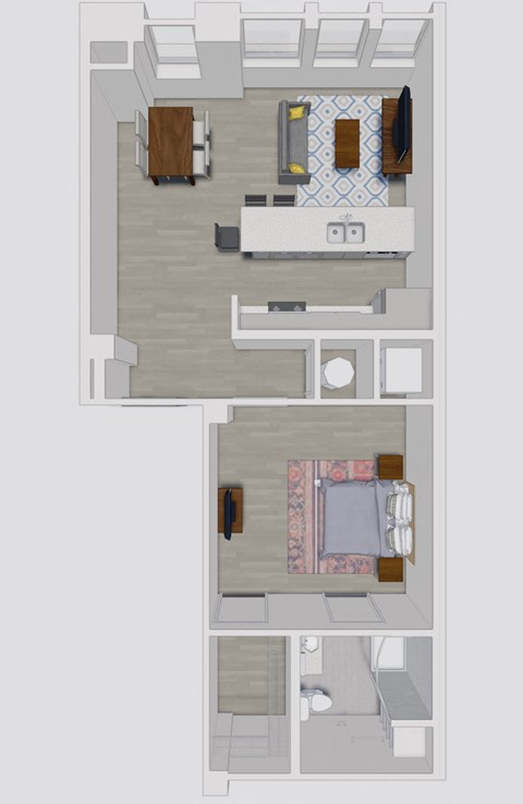 a floor plan of a house with a bedroom and a bathroom