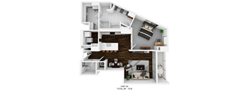 an image of the 1st floor floor plan of the 1100  studio
