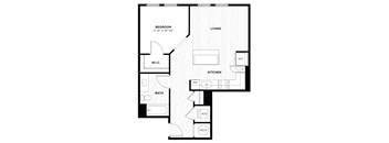 a floor plan of a room with a bedroom and a bathroom