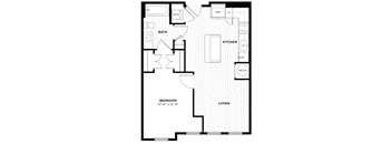 a floor plan of a house with a bedroom and a living room