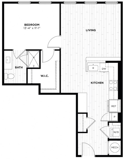 a schematic diagram of the upper floor of a 555 sq ft floor plan