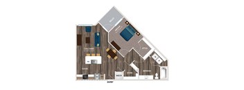 A floor plan of a house with labeled rooms such as "DREAM" and "REFRESH".