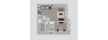a floor plan of a house with a bedroom and a living room