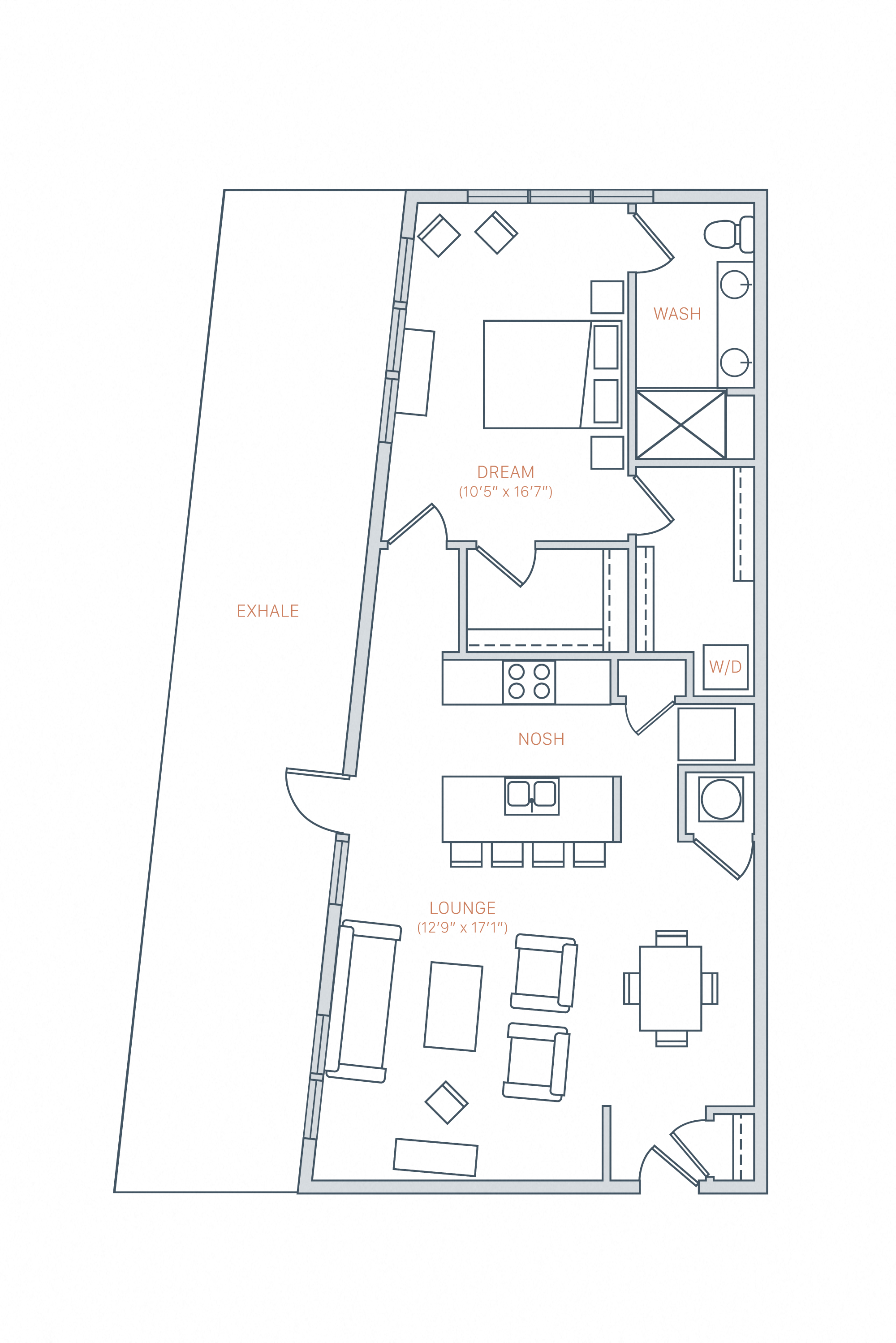 a floor plan of a small house with a kitchen and a living room