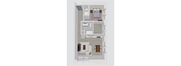 a floor plan of a house with a bedroom and a living room