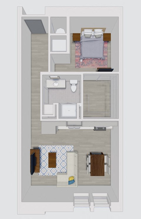 a floor plan of a house with a bedroom and a bathroom