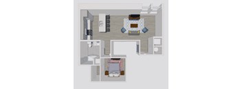 a floor plan of a house with a bedroom and a living room