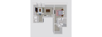 a floor plan of a house with a bedroom and a bathroom