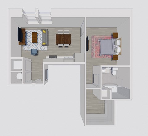 a floor plan of a house with a bedroom and a bathroom