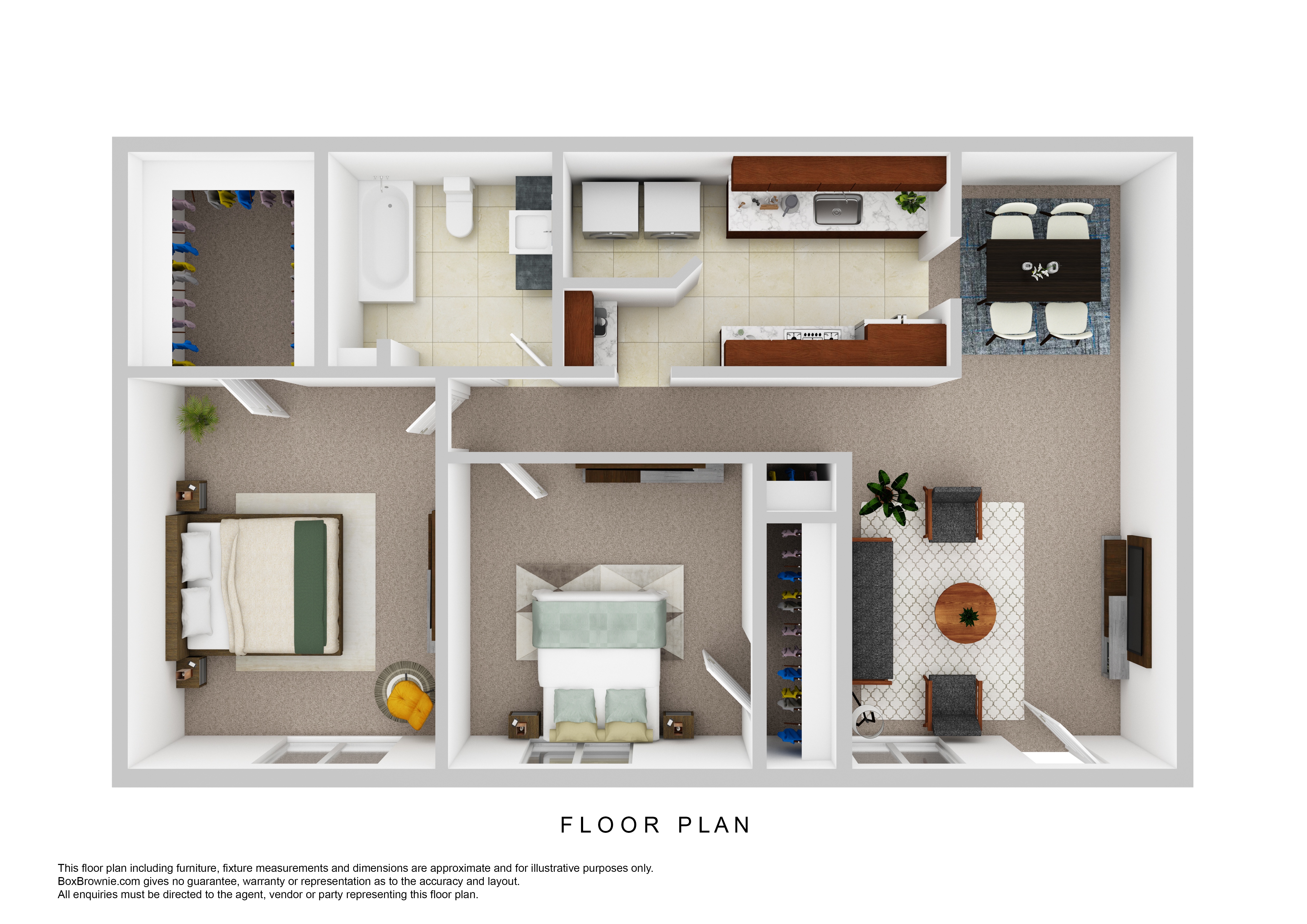 A floor plan of a house with a kitchen, living room, and bathroom.