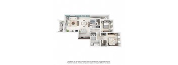 bedroom floor plan an in 2 bed 2 bath at Altis Kendall Square, Miami, FL