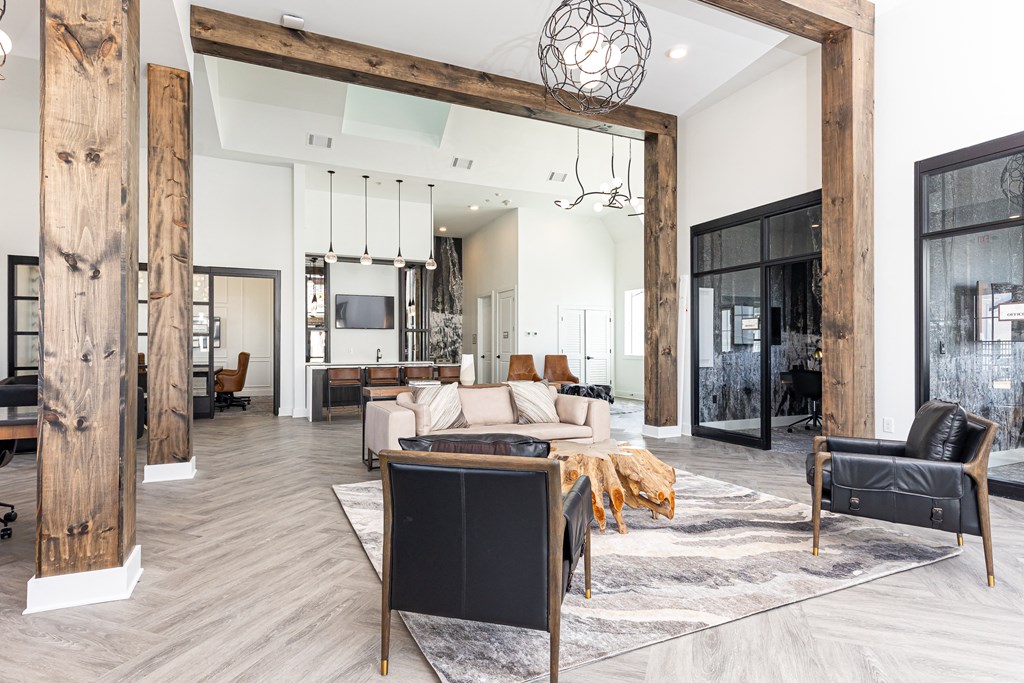 a living room with a couch and a table