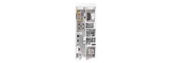 A white kitchen with a refrigerator, microwave, oven, sink, and other appliances.
