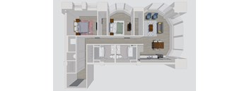 a floor plan of a house with a bedroom and a bathroom