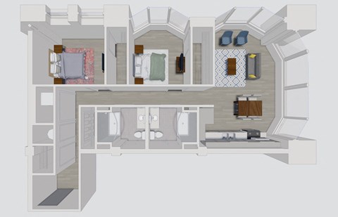 a floor plan of a house with a bedroom and a bathroom