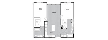B2 2 Bed 2 Bath 1,143 Sq. Ft. Floor Plan at The Parker at Maitland Station in Maitland