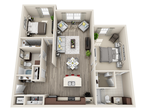 a 1 bedroom floor plan  395