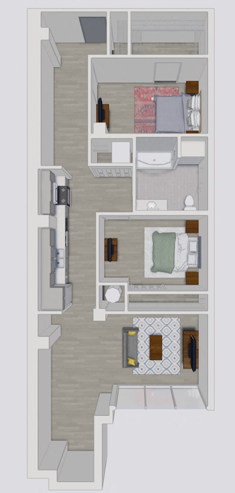 a floor plan of a house with a bedroom and a bathroom
