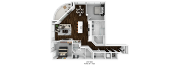 the 1122 sq ft floor plan  studio