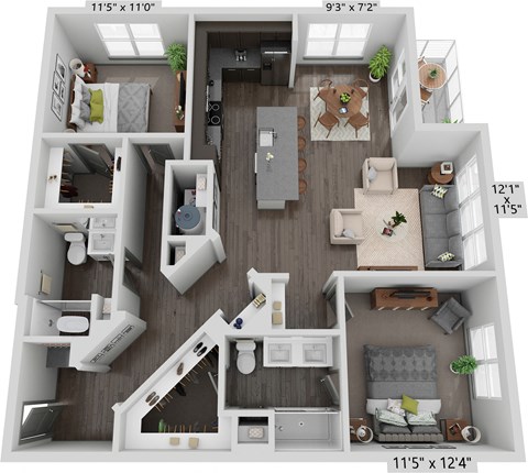 a 1 bedroom floor plan is shown in this image