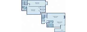 a floor plan of a house with a bedroom and a living room