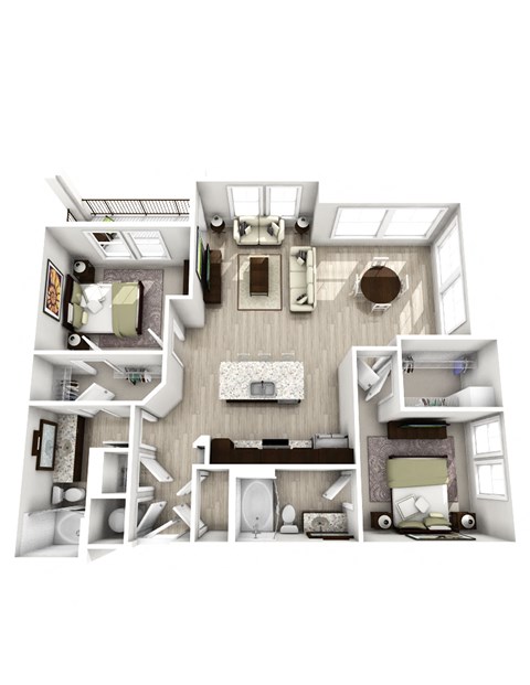 a 3 bedroom floor plan with a bathroom and a living room