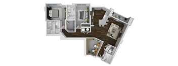 a floor plan of a house with a bedroom and a living room