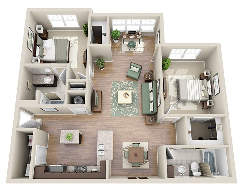 two bedroom two bath.