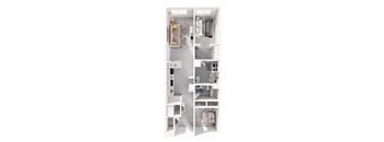 A white bathroom with a toilet, sink, and shelves.