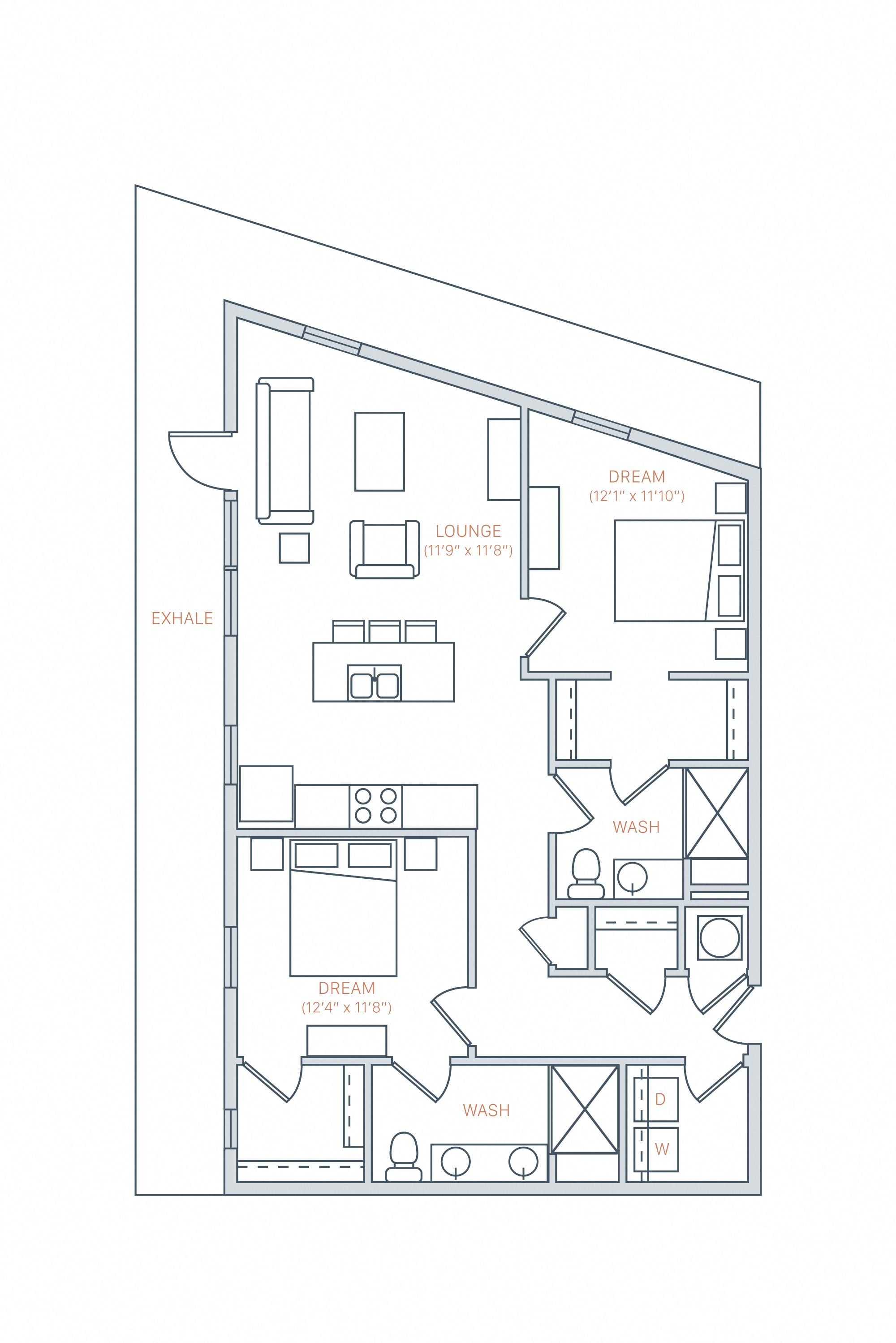 a floor plan of a house with a mix of bedrooms and bathrooms